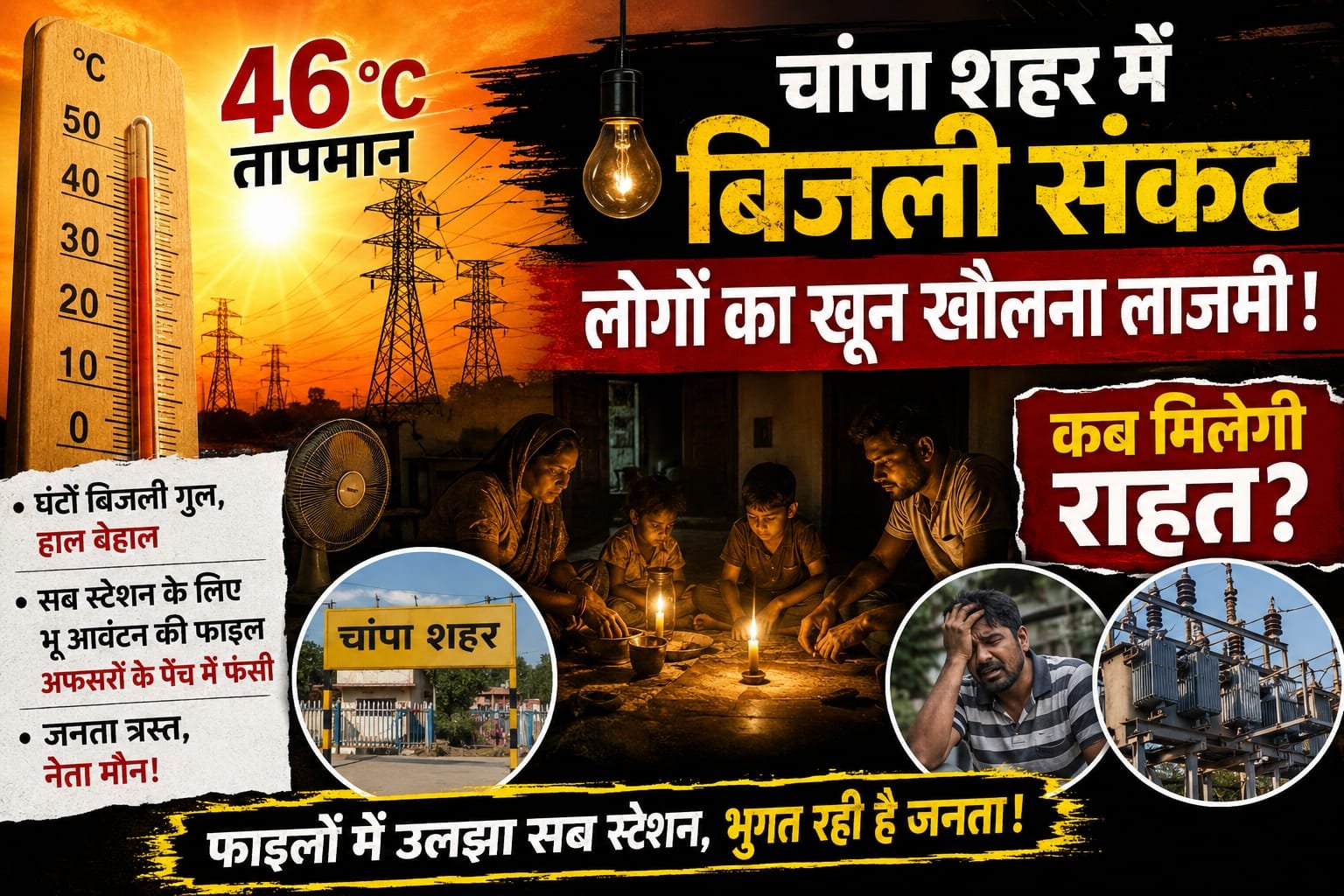 46 डिग्री की तपिश में उबल रहा चांपा: बिजली संकट बना जनता के गुस्से का सबसे बड़ा कारण चौथा स्तंभ || Console Corptech