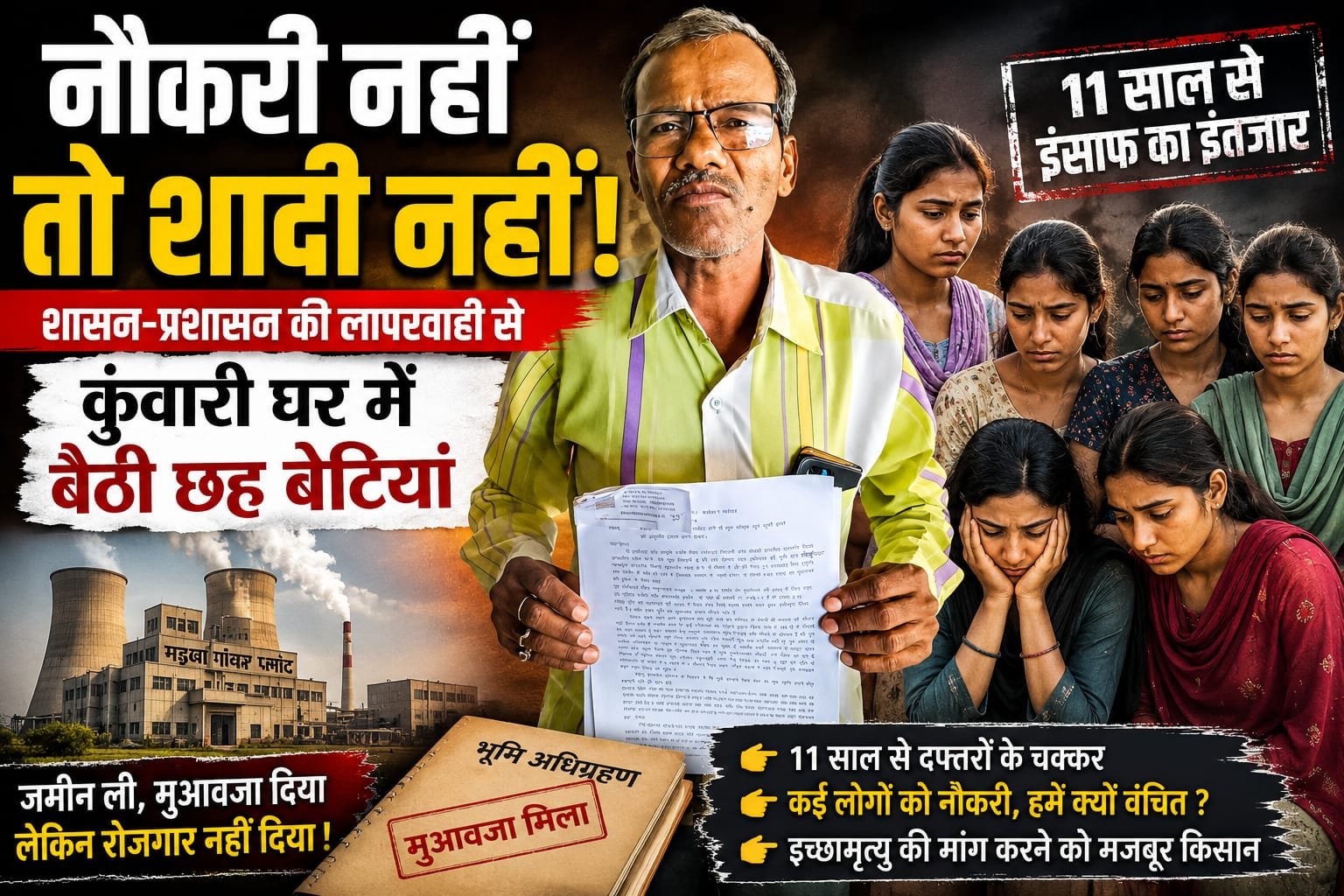 नौकरी नहीं तो शादी नहीं! शासन-प्रशासन की लापरवाही से कुंवारी घर में बैठी छ्ह बेटियां 1 नौकरी नहीं तो शादी नहीं! शासन-प्रशासन की लापरवाही से कुंवारी घर में बैठी छ्ह बेटियां चौथा स्तंभ || Kshititech